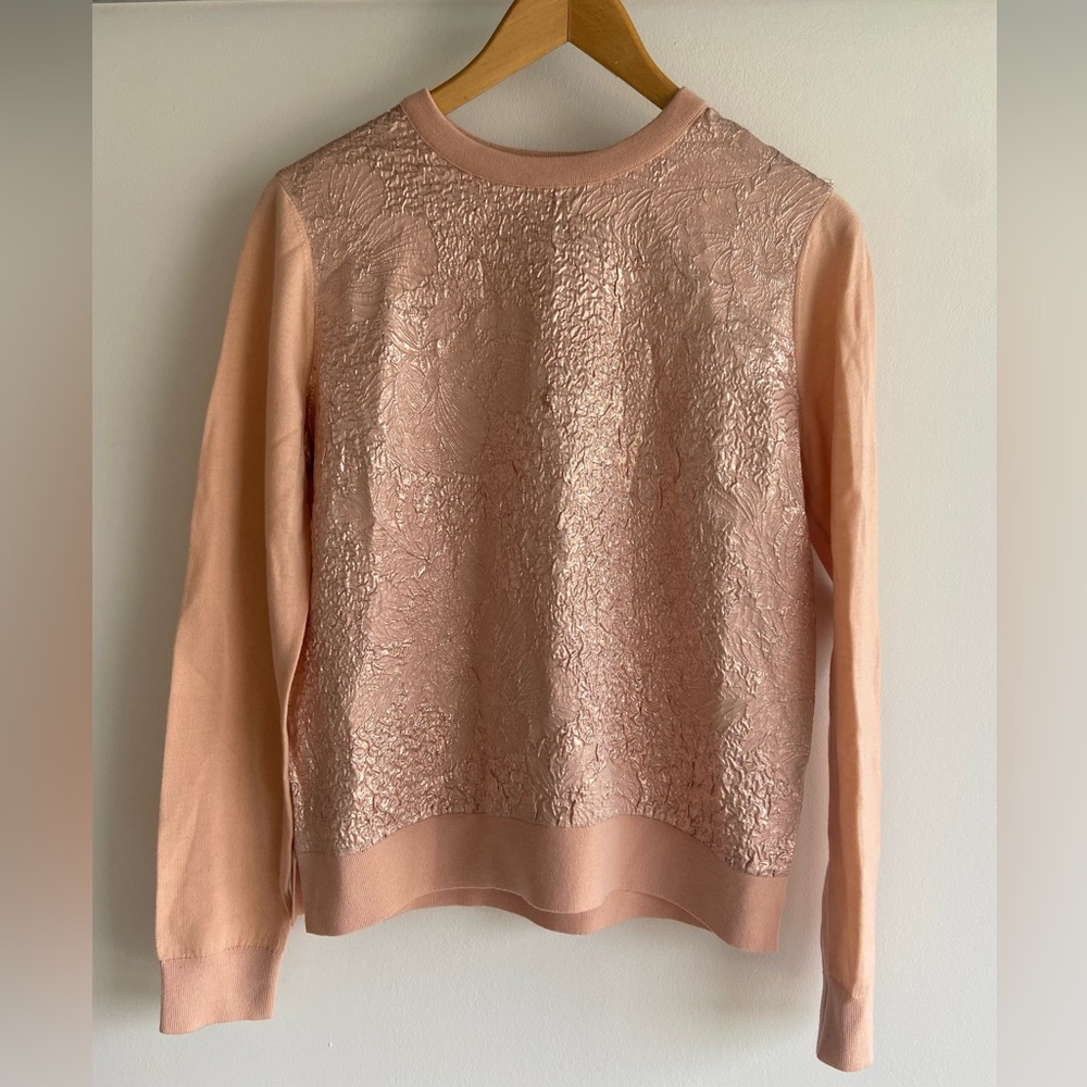 Tory Burch Metallic Silk Merino Jacquard Sweater